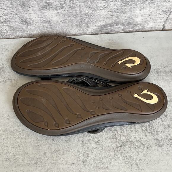 OluKai U’i Black Women’s Flip Flops Thong Sandals Size 9 - Picture 6 of 7